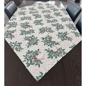 Leacock English Holly Square Christmas Table Cloth 52"